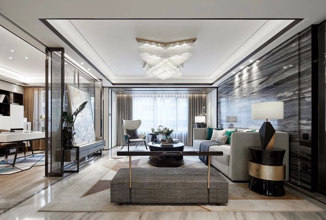 裝修案例現(xiàn)代輕奢風格室內裝修效果圖-客廳 裝修案例現(xiàn)代輕奢風格室內裝修效果圖-客廳