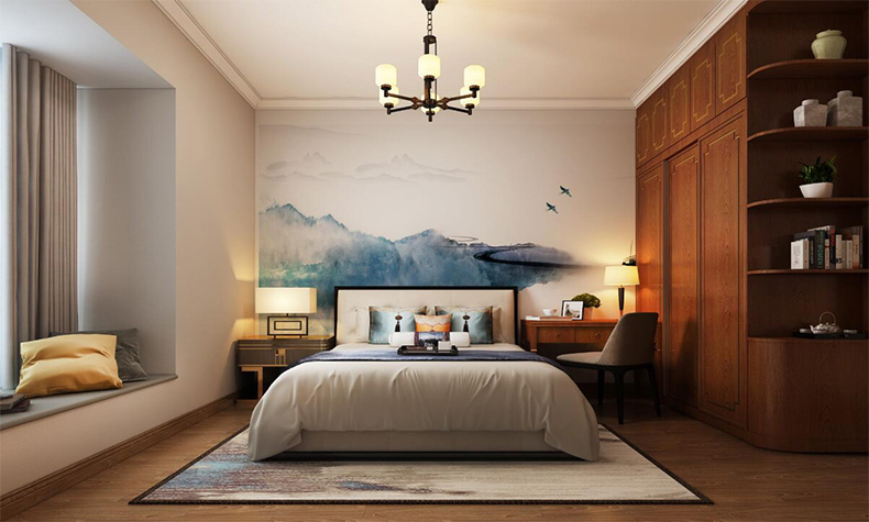 韶關(guān)市韶關(guān)恒大城新中式風格三居室裝修案例