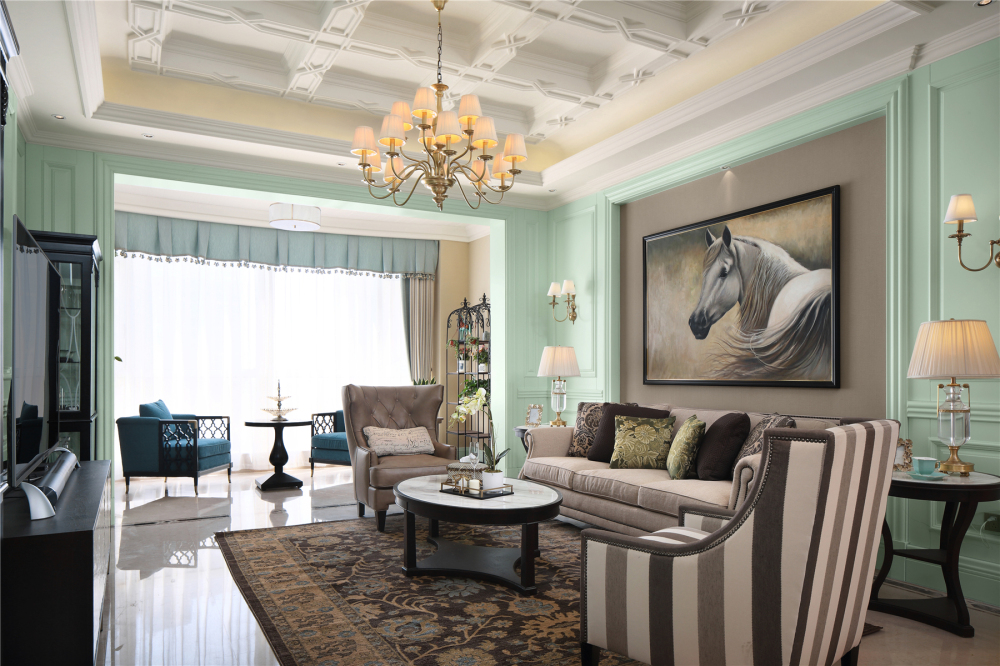 美式風(fēng)格室內(nèi)家裝案例效果圖-客廳 美式風(fēng)格室內(nèi)家裝案例效果圖-客廳