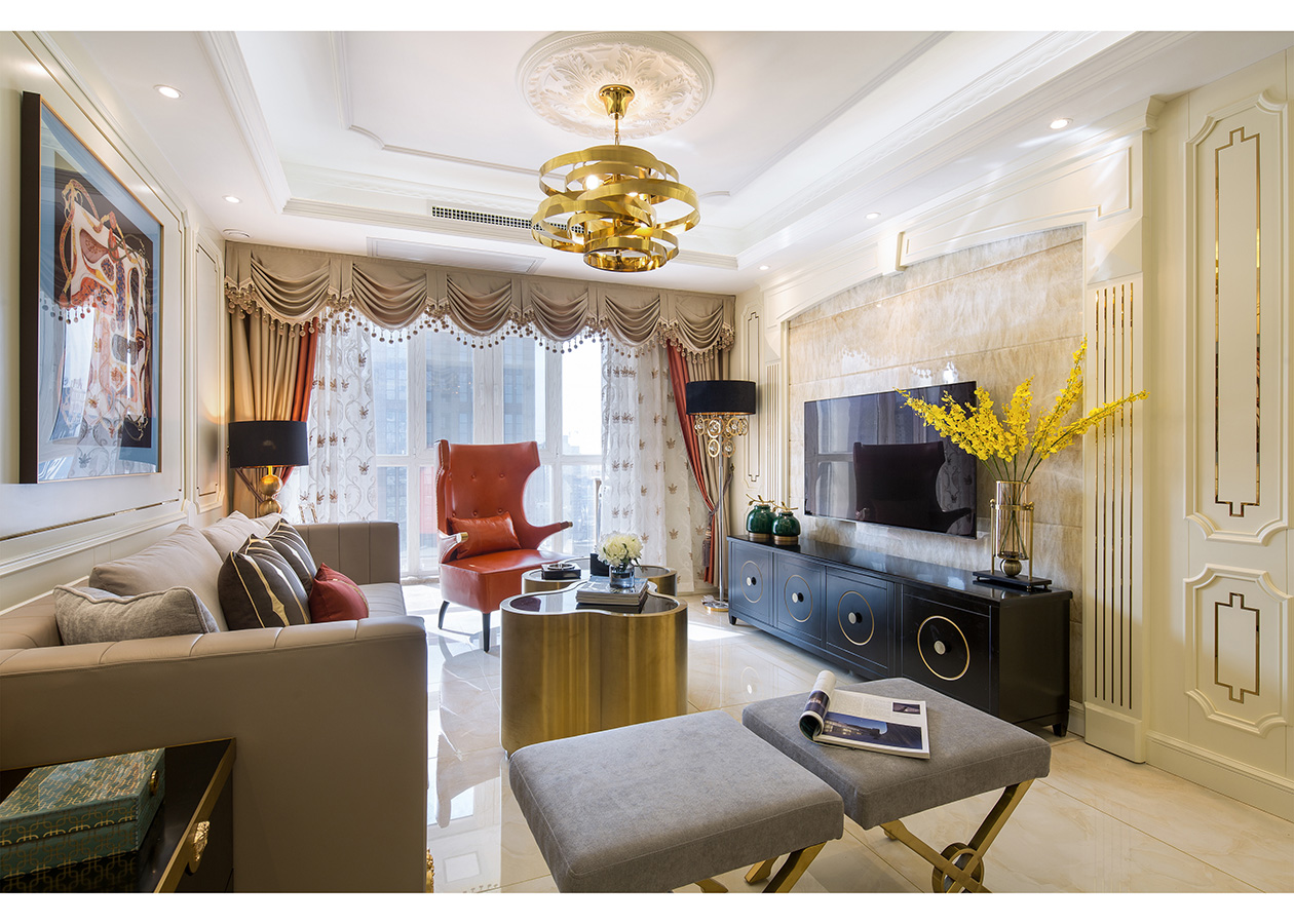 美式輕奢風(fēng)格室內(nèi)設(shè)計(jì)家裝案例-客廳 美式輕奢風(fēng)格室內(nèi)設(shè)計(jì)家裝案例-客廳