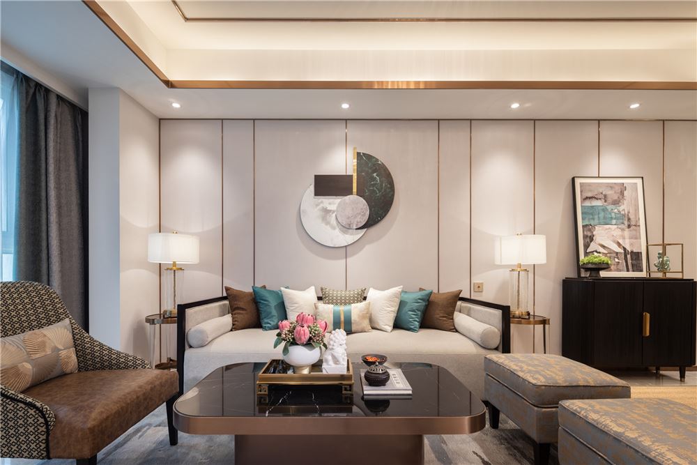 佛山市弘陽德商昕悅府新中式風格四居室裝修案例