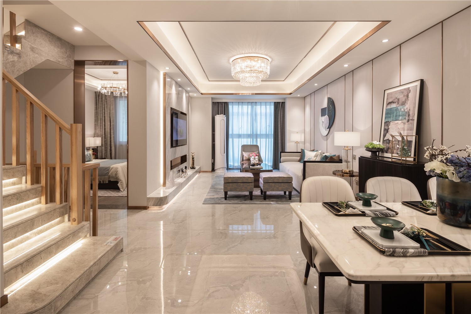 新中式風(fēng)格別墅高端裝修設(shè)計-客廳 新中式風(fēng)格別墅高端裝修設(shè)計-客廳