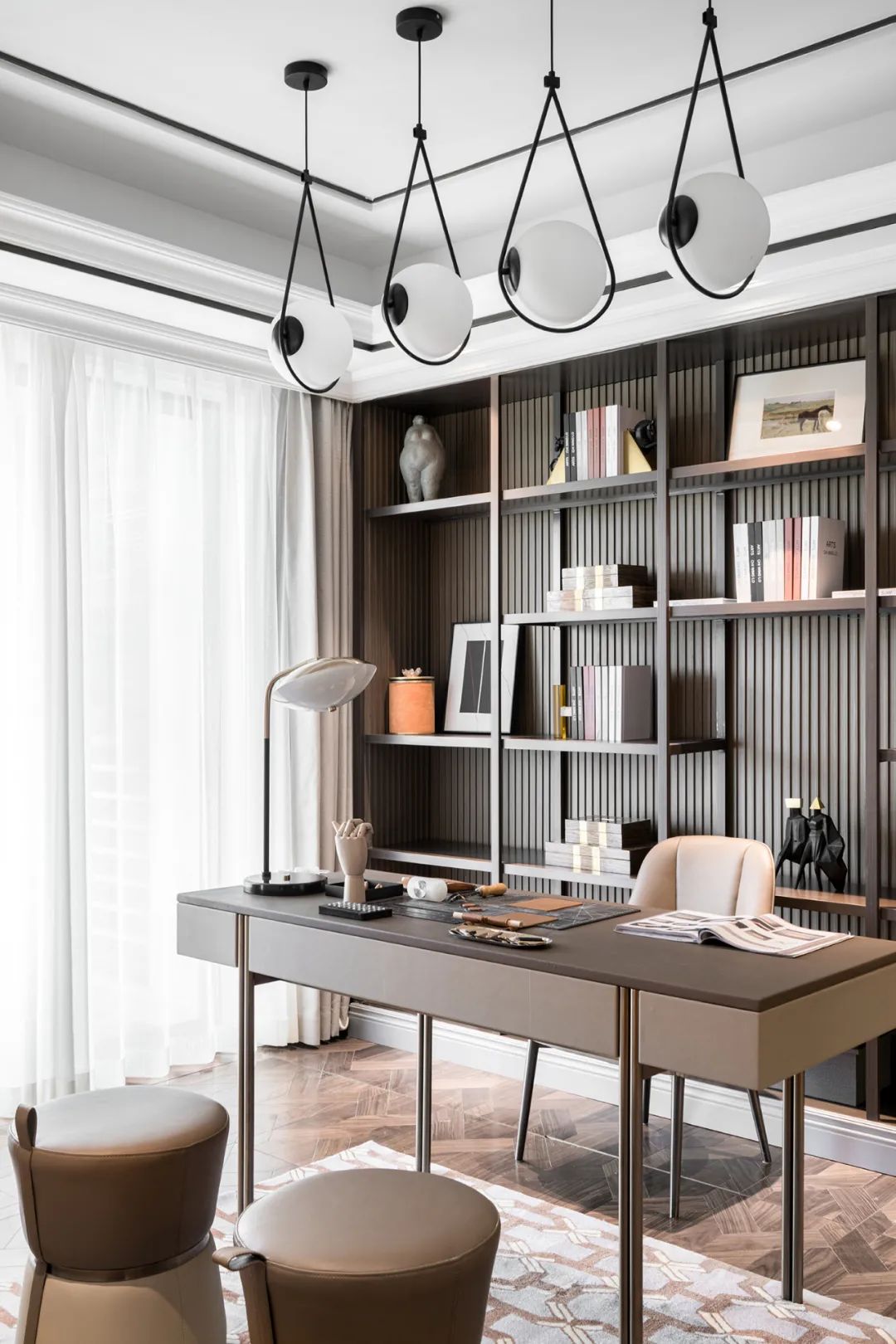 時(shí)尚輕奢風(fēng)格室內(nèi)設(shè)計(jì)家裝案例-書房書柜 時(shí)尚輕奢風(fēng)格室內(nèi)設(shè)計(jì)家裝案例-書房書柜