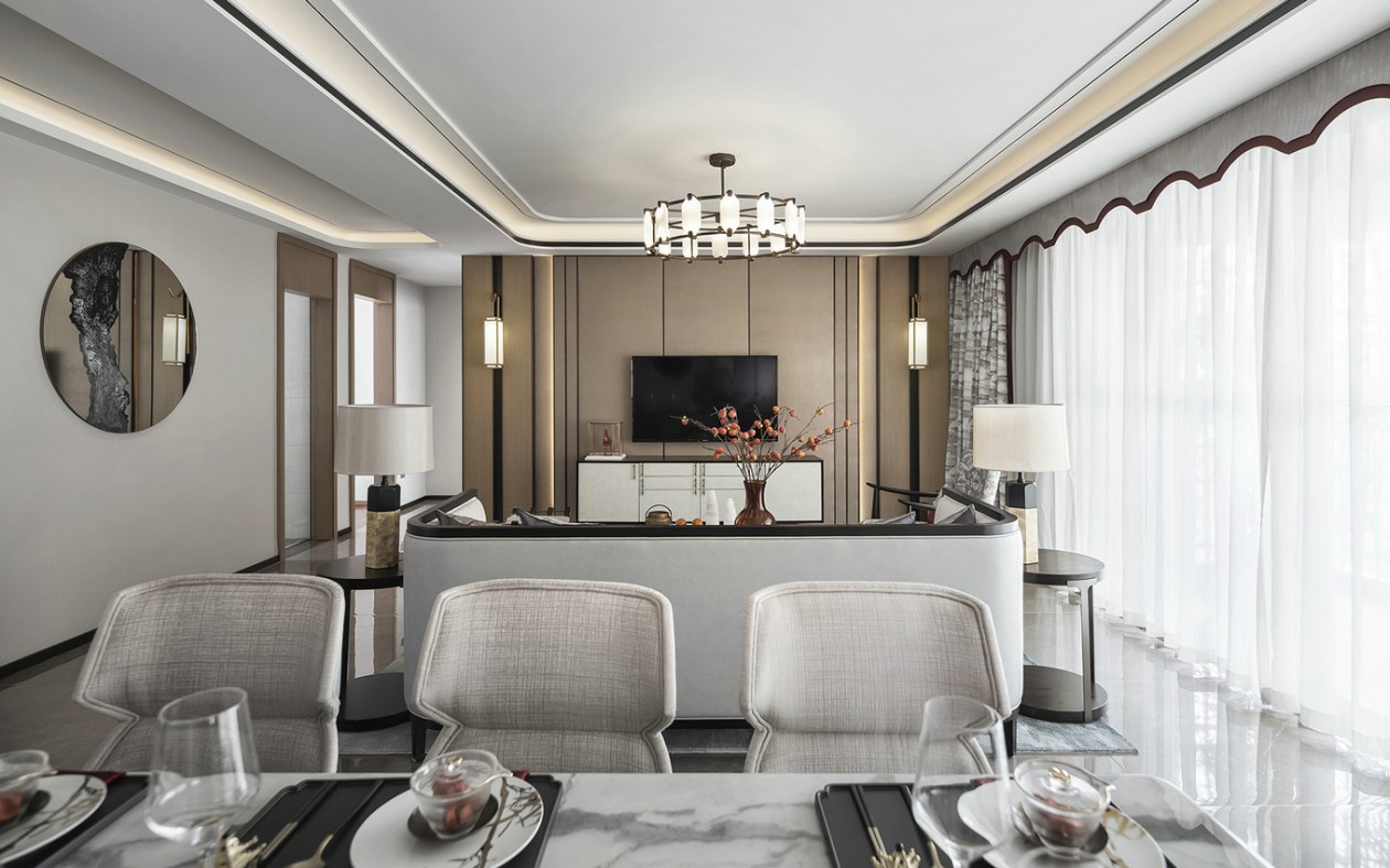 新中式風格室內(nèi)家裝案例效果圖-餐廳 新中式風格室內(nèi)家裝案例效果圖-餐廳