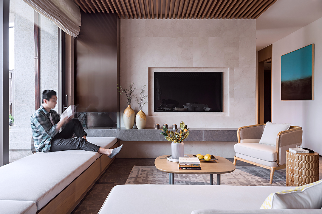 日式原木簡約風格室內(nèi)家裝案例效果圖-客廳飄窗 日式原木簡約風格室內(nèi)家裝案例效果圖-客廳飄窗