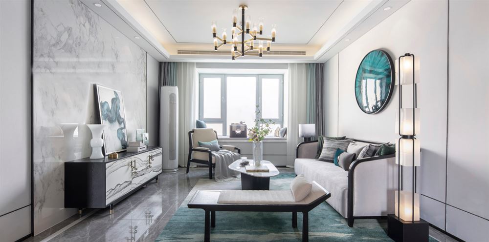 佛山市鵬瑞皓玥灣新中式風(fēng)格三居室裝修案例