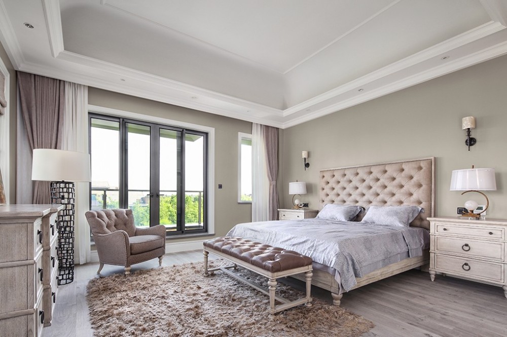 現(xiàn)代美式風格別墅家裝案例效果圖-主臥 現(xiàn)代美式風格別墅家裝案例效果圖-主臥