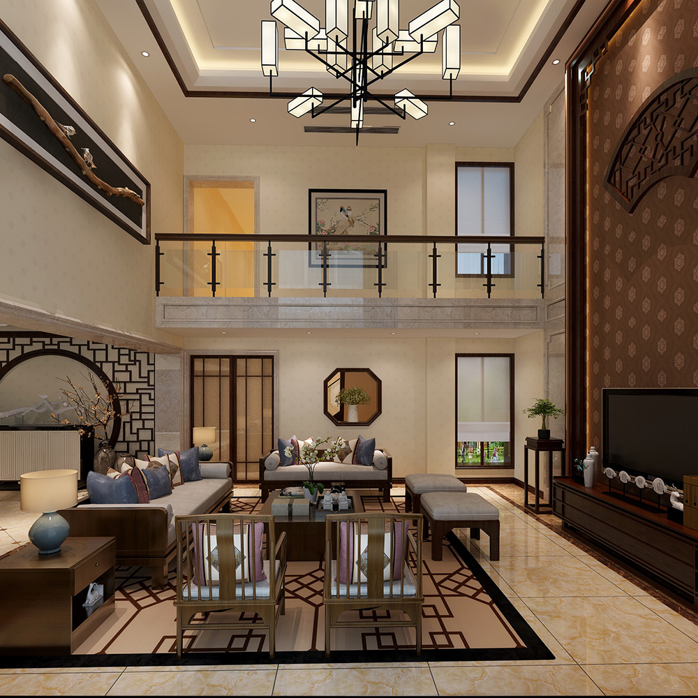 裝修公司新中式風格別墅裝修效果圖-客廳 裝修公司新中式風格別墅裝修效果圖-客廳