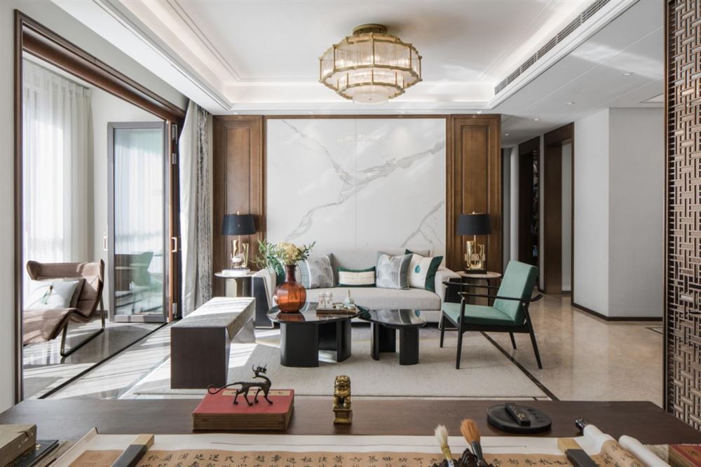 江門市雁山豪苑新中式風(fēng)格三居室裝修案例