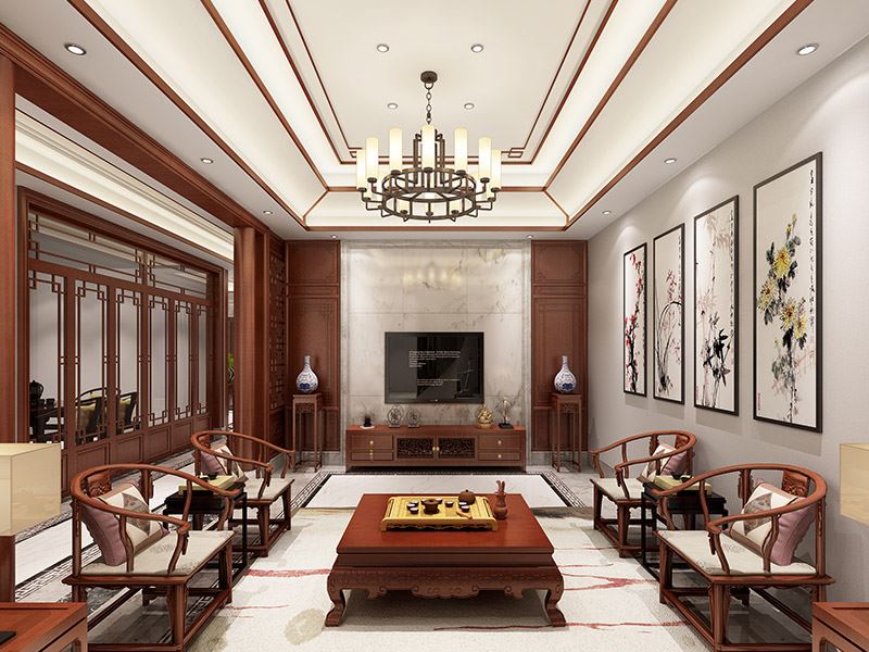 常州市玉蘭廣場(chǎng)春曉苑新中式風(fēng)格別墅裝修案例