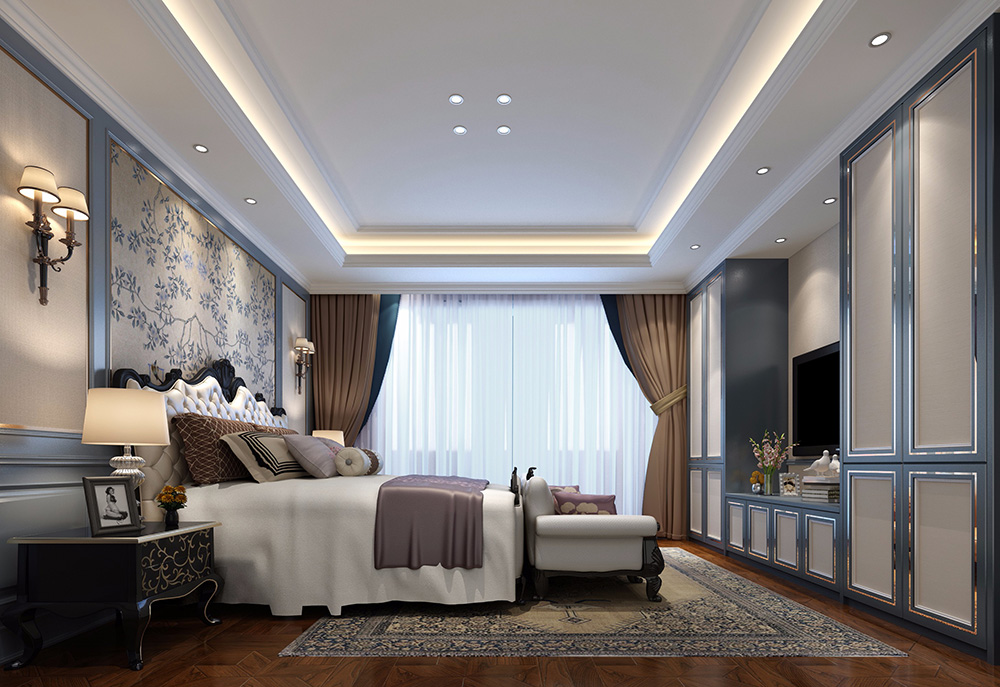 簡歐風格別墅裝修設(shè)計效果圖-萬科城別墅350平米-別墅主臥裝修設(shè)計 簡歐風格別墅裝修設(shè)計效果圖-萬科城別墅350平米-別墅主臥裝修設(shè)計