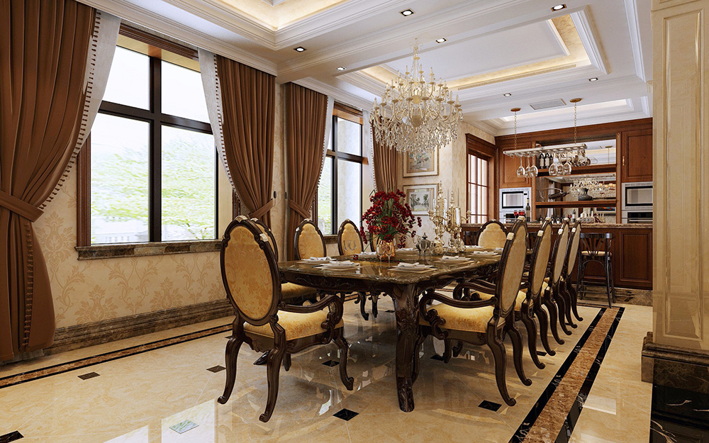 歐式風(fēng)格別墅裝修設(shè)計效果圖-龍光天瀛別墅430平米-別墅餐廳裝修設(shè)計 歐式風(fēng)格別墅裝修設(shè)計效果圖-龍光天瀛別墅430平米-別墅餐廳裝修設(shè)計