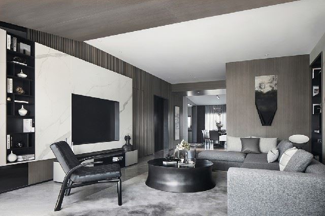 陽江市東湖御苑別墅新中式風(fēng)格三居室裝修案例