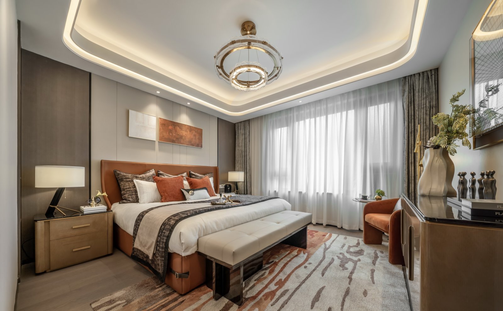 輕奢風格室內(nèi)設(shè)計家裝案例-主臥