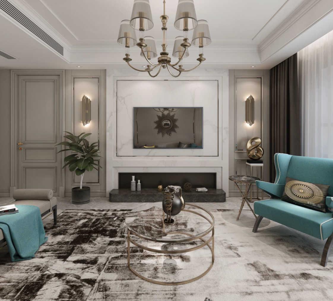 輕奢風(fēng)格室內(nèi)裝修效果圖-萬象江山二期三居166平米-電視背景墻 輕奢風(fēng)格室內(nèi)裝修效果圖-萬象江山二期三居166平米-電視背景墻