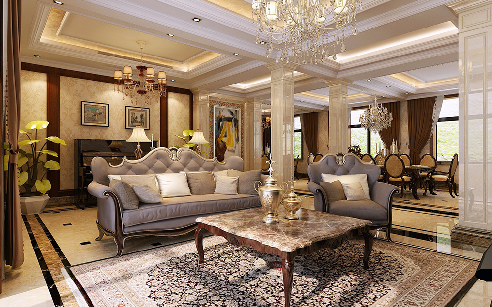 歐式風(fēng)格別墅裝修設(shè)計效果圖-龍光天瀛別墅430平米-別墅起居室裝修設(shè)計 歐式風(fēng)格別墅裝修設(shè)計效果圖-龍光天瀛別墅430平米-別墅起居室裝修設(shè)計