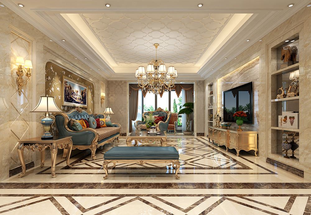 青島市天泰桃花源歐式風(fēng)格三居室裝修案例