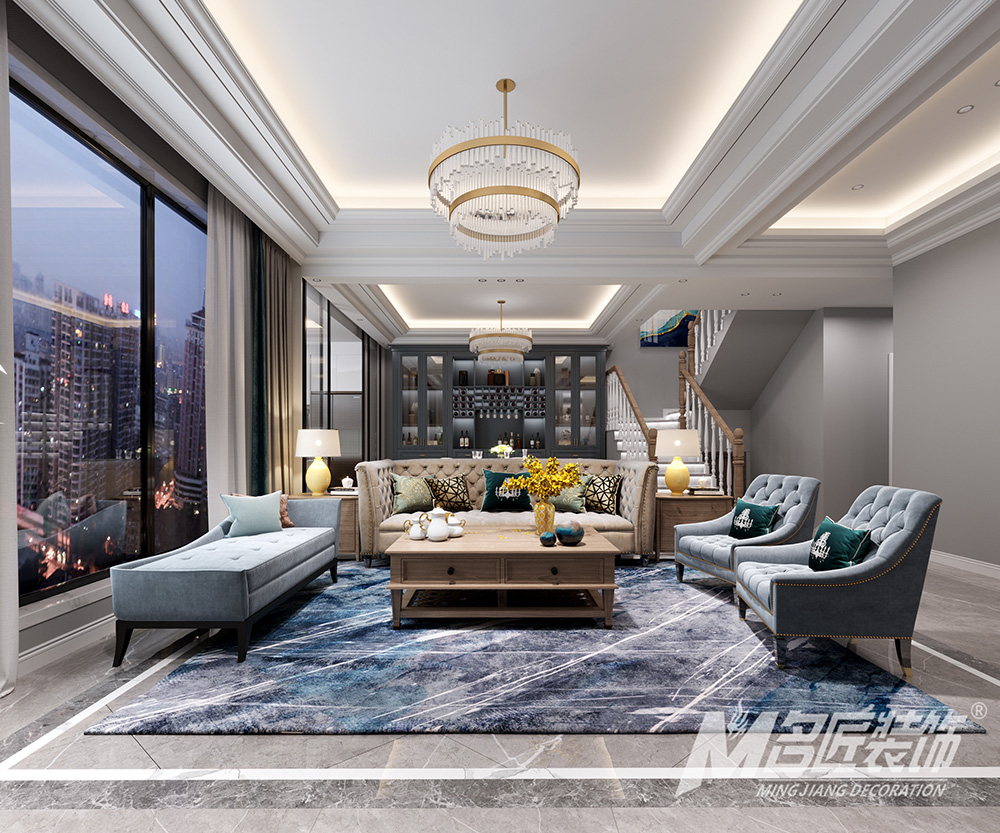 別墅裝修設(shè)計(jì)美式輕奢風(fēng)格-客廳 別墅裝修設(shè)計(jì)美式輕奢風(fēng)格-客廳