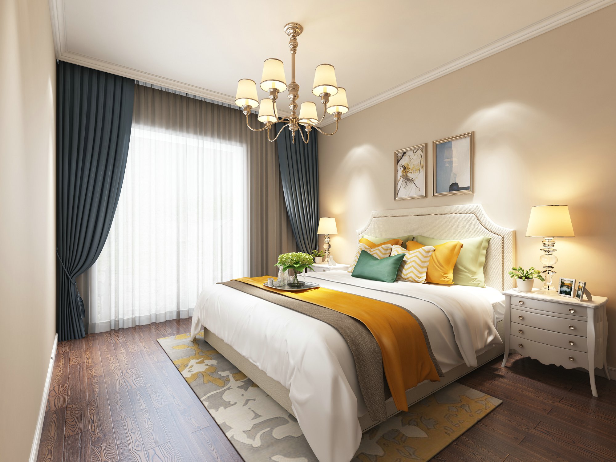 合肥市金地自在城歐式風(fēng)格三居室裝修案例