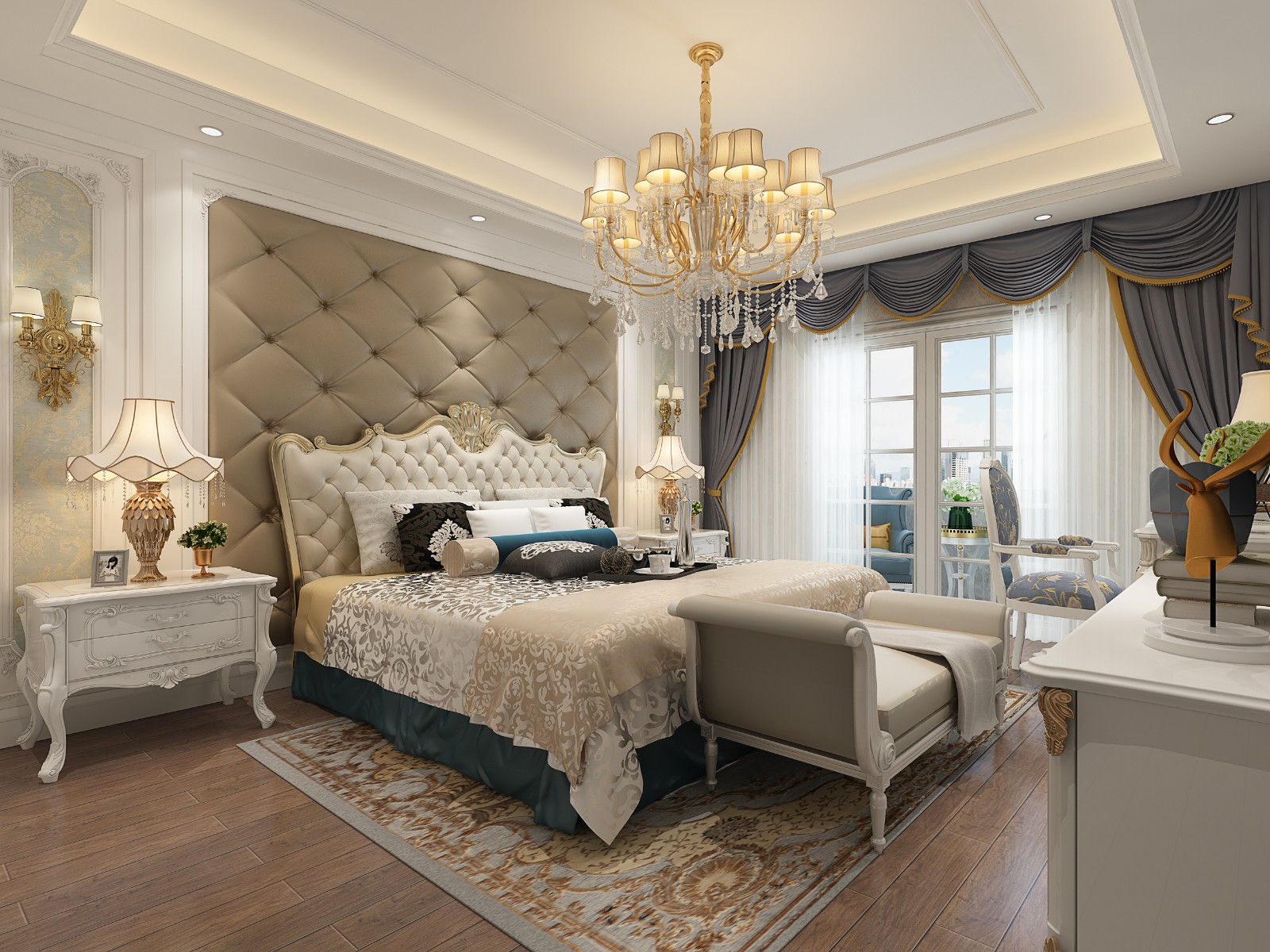 歐式奢華風(fēng)格家裝設(shè)計室內(nèi)裝修效果圖-主臥 歐式奢華風(fēng)格家裝設(shè)計室內(nèi)裝修效果圖-主臥