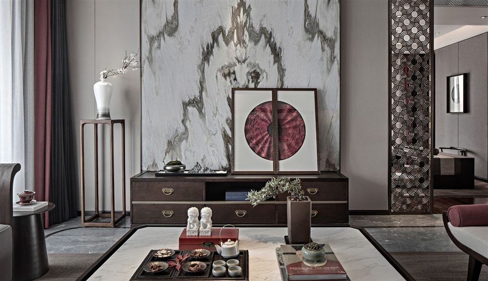 昭通市華園小區(qū)新中式風格四居室裝修案例