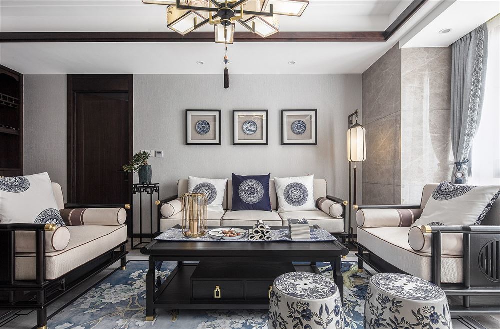 廣州市嶺南新世界新中式風(fēng)格三居室裝修案例