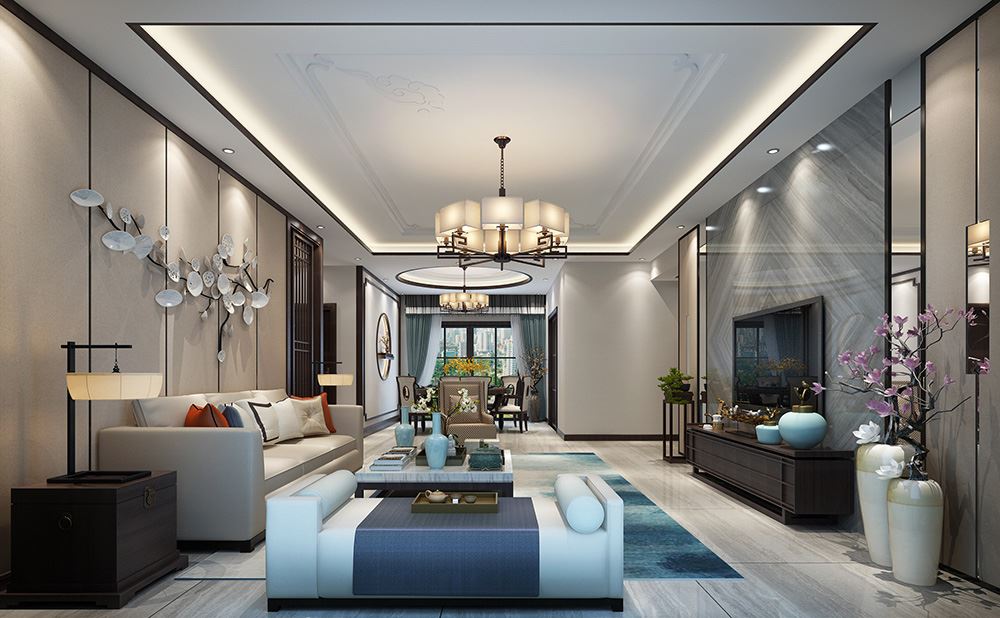 佛山市卓越蔚藍星宸新中式風格四居室裝修案例