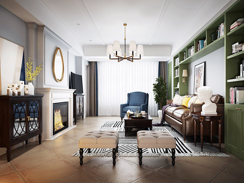 邦泰國際社區(qū)三居122平米美式風格裝修案例-客廳 邦泰國際社區(qū)三居122平米美式風格裝修案例-客廳