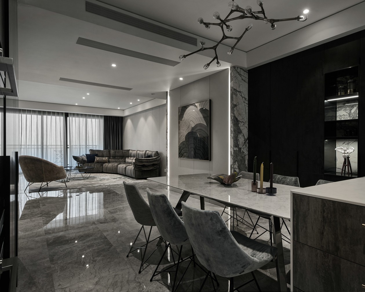 現(xiàn)代奢華輕奢風格家裝設計室內(nèi)裝修效果圖-客餐廳 現(xiàn)代奢華輕奢風格家裝設計室內(nèi)裝修效果圖-客餐廳