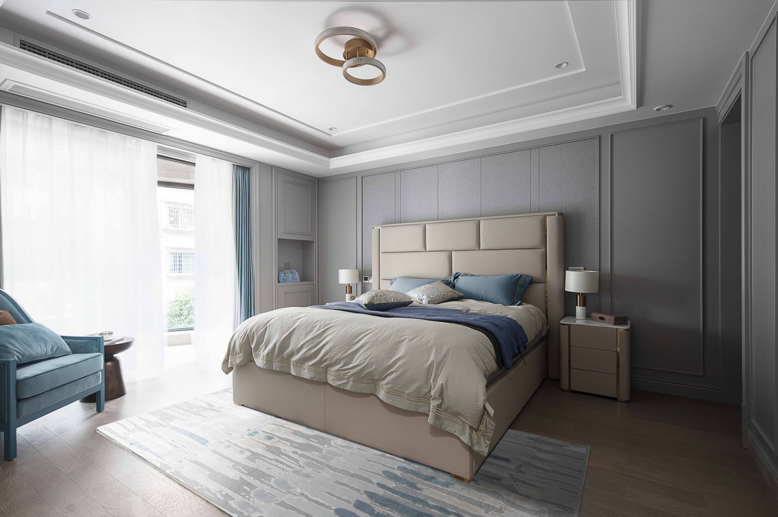 裝修案例現(xiàn)代輕奢風格室內裝修效果圖-主臥 裝修案例現(xiàn)代輕奢風格室內裝修效果圖-主臥