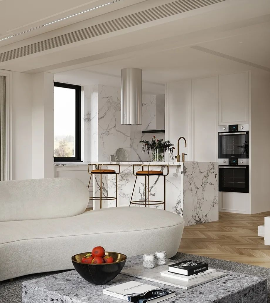 現代法式風格家裝設計室內裝修效果圖-廚房島臺 現代法式風格家裝設計室內裝修效果圖-廚房島臺