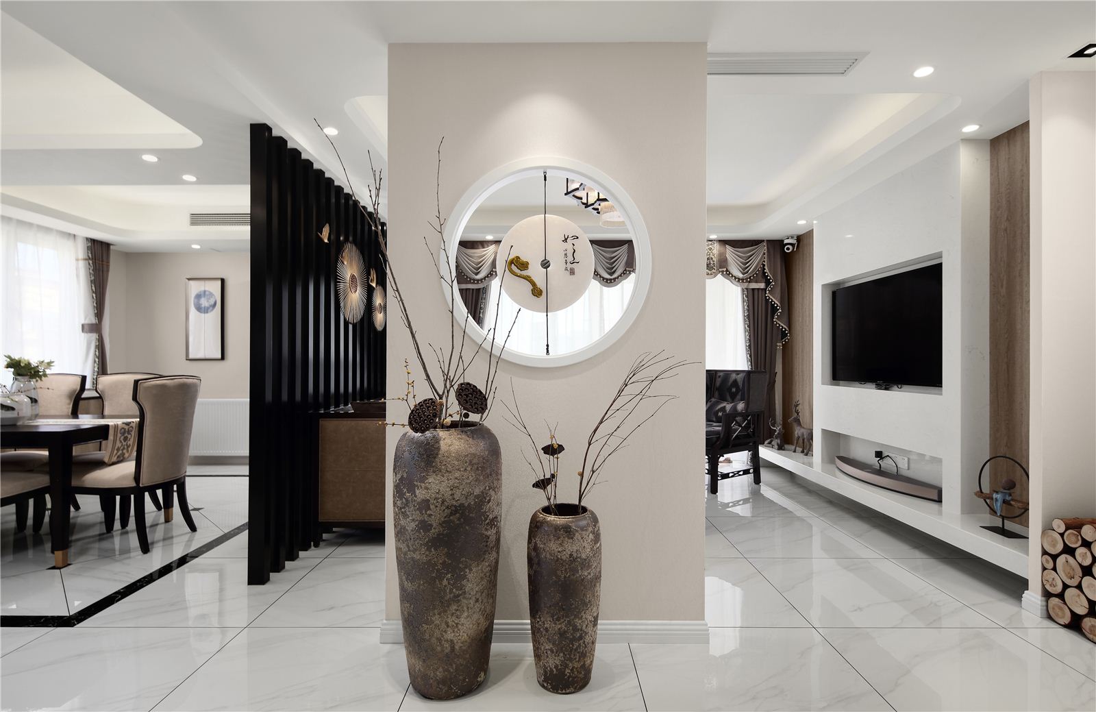 新中式風格家裝設計室內裝修效果圖-玄關裝飾 新中式風格家裝設計室內裝修效果圖-玄關裝飾