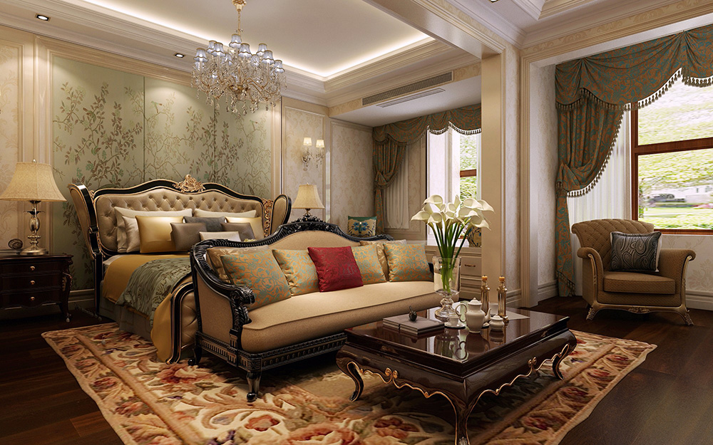 歐式風(fēng)格別墅裝修設(shè)計效果圖-龍光天瀛別墅430平米-別墅主臥裝修設(shè)計 歐式風(fēng)格別墅裝修設(shè)計效果圖-龍光天瀛別墅430平米-別墅主臥裝修設(shè)計