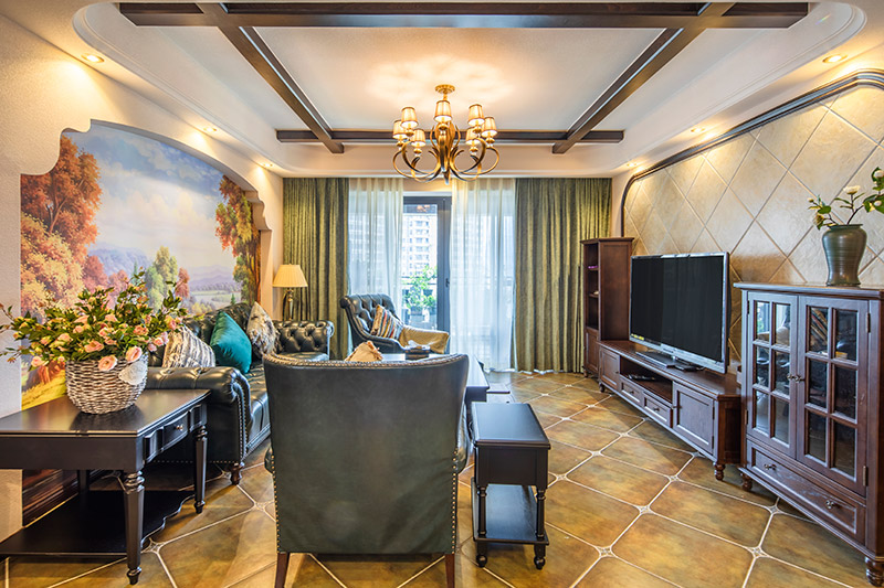 保利壹號(hào)公館美式室內(nèi)設(shè)計(jì)三居125平米風(fēng)格裝修案例-客廳 保利壹號(hào)公館美式室內(nèi)設(shè)計(jì)三居125平米風(fēng)格裝修案例-客廳