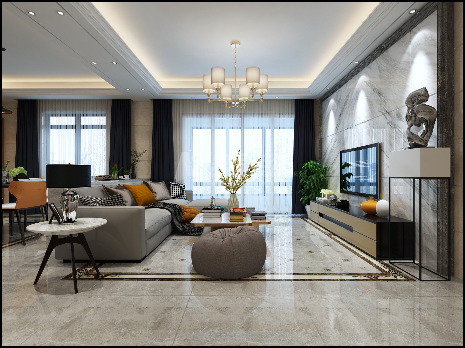 淮安市學(xué)府小區(qū)現(xiàn)代簡約風(fēng)格三居室裝修案例