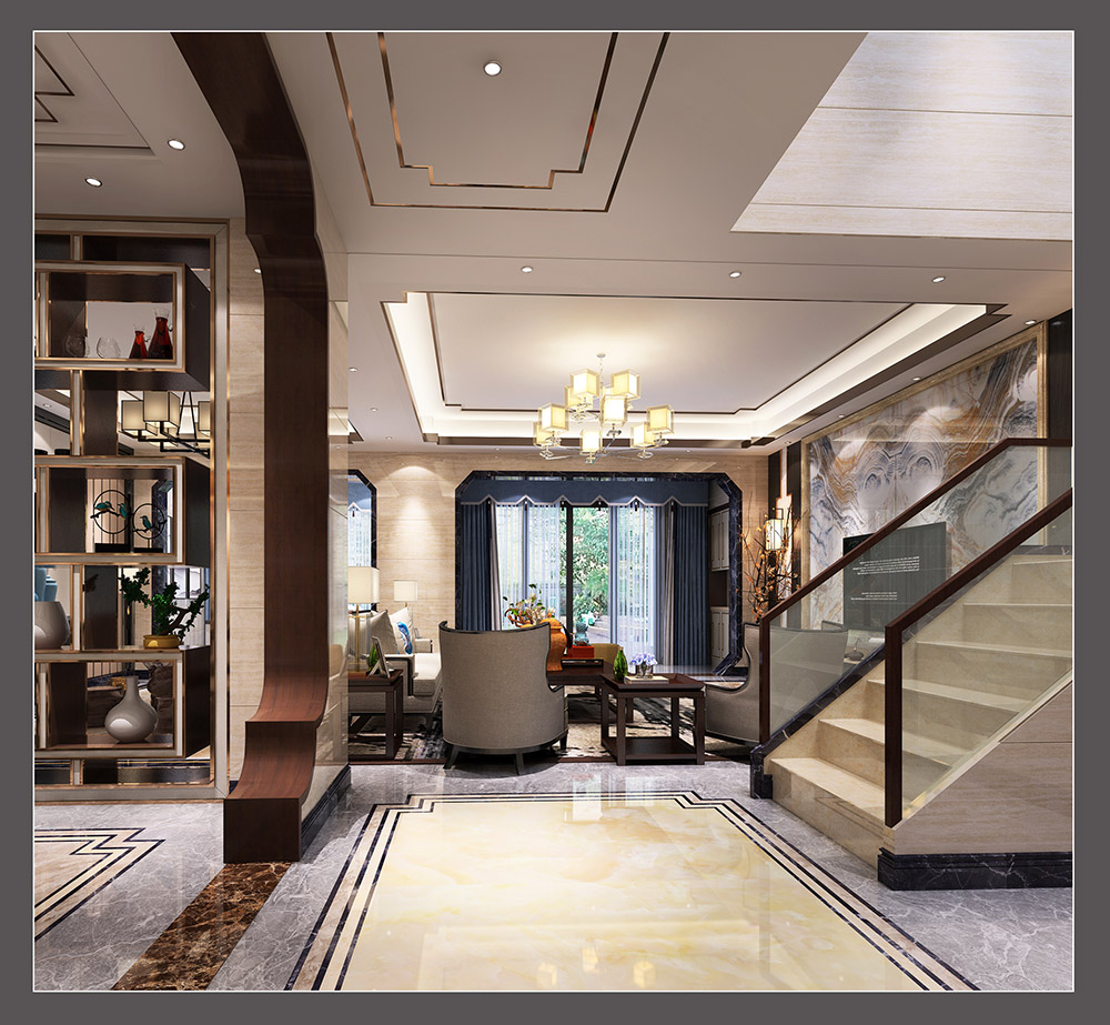 新中式風(fēng)格別墅裝修效果圖-東逸灣翠河澗四居190平米-別墅樓梯 新中式風(fēng)格別墅裝修效果圖-東逸灣翠河澗四居190平米-別墅樓梯