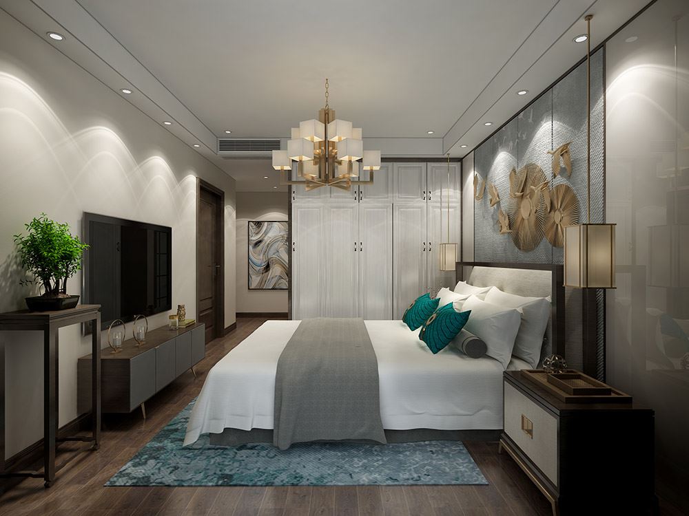 臺(tái)州市濱江·鉑金海岸新中式風(fēng)格三居室裝修案例