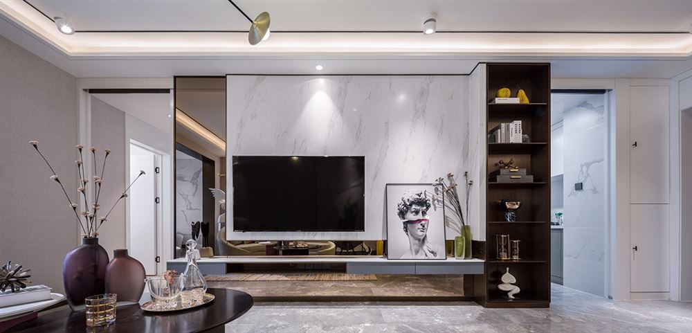 江門市匯銀江南富灣輕奢風格三居室裝修案例