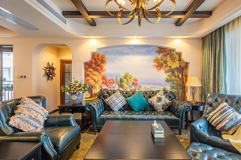 保利壹號(hào)公館美式室內(nèi)設(shè)計(jì)三居125平米風(fēng)格裝修案例-客廳沙發(fā) 保利壹號(hào)公館美式室內(nèi)設(shè)計(jì)三居125平米風(fēng)格裝修案例-客廳沙發(fā)