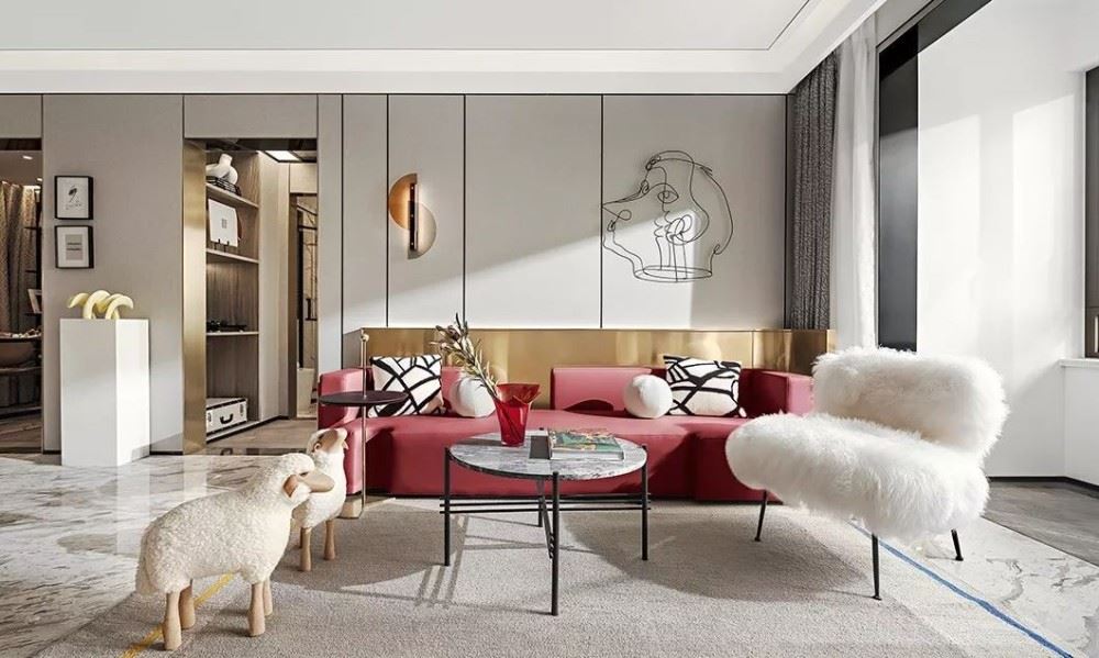 江門市花城又一村輕奢風格三居室裝修案例