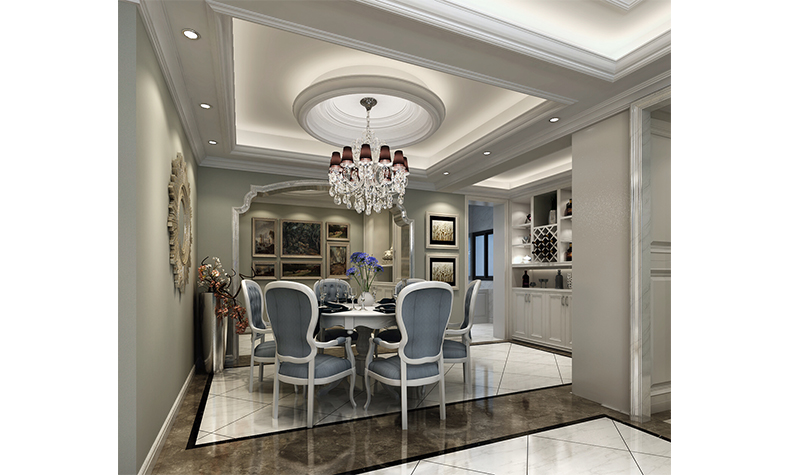 現(xiàn)代歐式風(fēng)格室內(nèi)裝修效果圖-綠地海長流三居126平米-餐廳 現(xiàn)代歐式風(fēng)格室內(nèi)裝修效果圖-綠地海長流三居126平米-餐廳