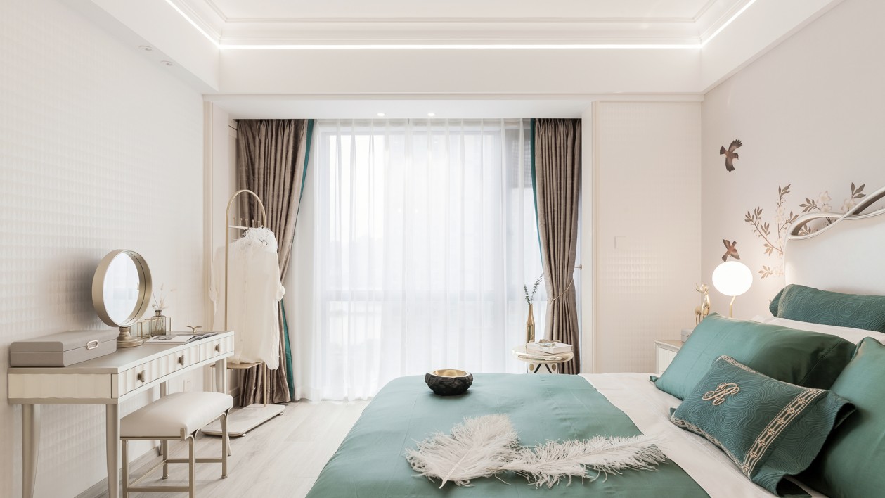 輕奢歐式風(fēng)格室內(nèi)家裝案例效果圖-臥室 輕奢歐式風(fēng)格室內(nèi)家裝案例效果圖-臥室