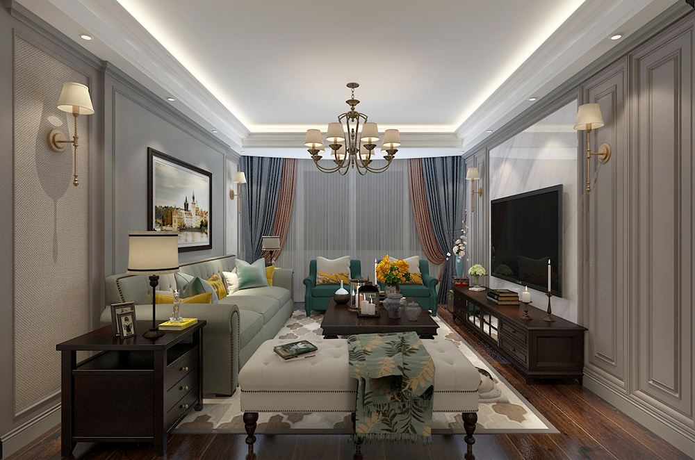 連云港市輝騰·新天地美式風(fēng)格三居室裝修案例