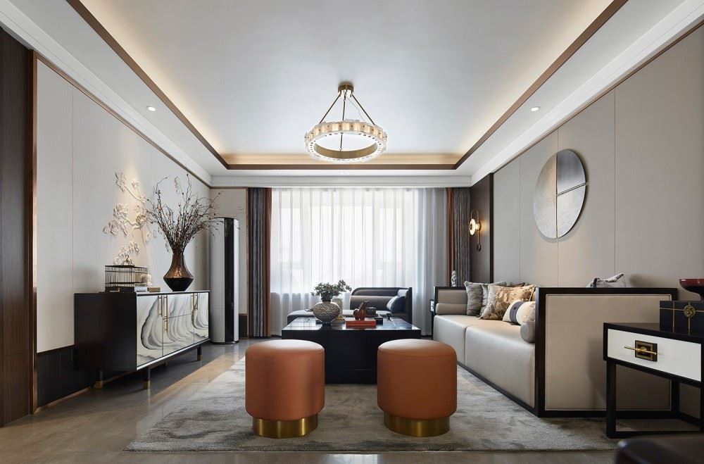 佛山市建投綠地璀璨天城新中式風(fēng)格三居室裝修案例