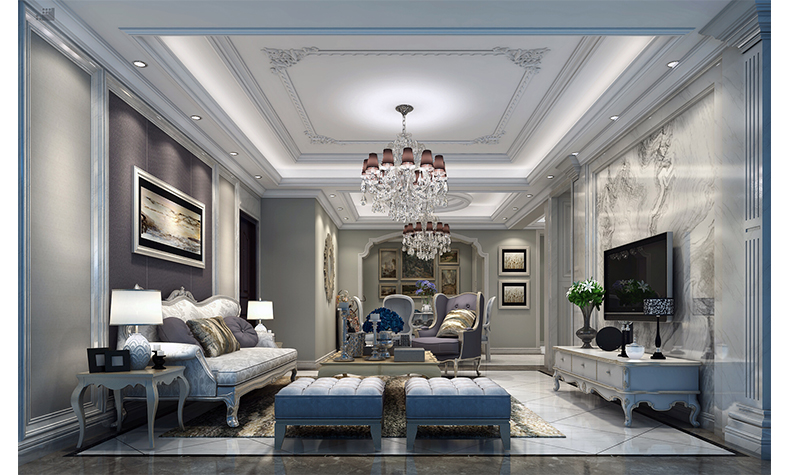 現(xiàn)代歐式風(fēng)格室內(nèi)裝修效果圖-綠地海長流三居126平米-客廳 現(xiàn)代歐式風(fēng)格室內(nèi)裝修效果圖-綠地海長流三居126平米-客廳