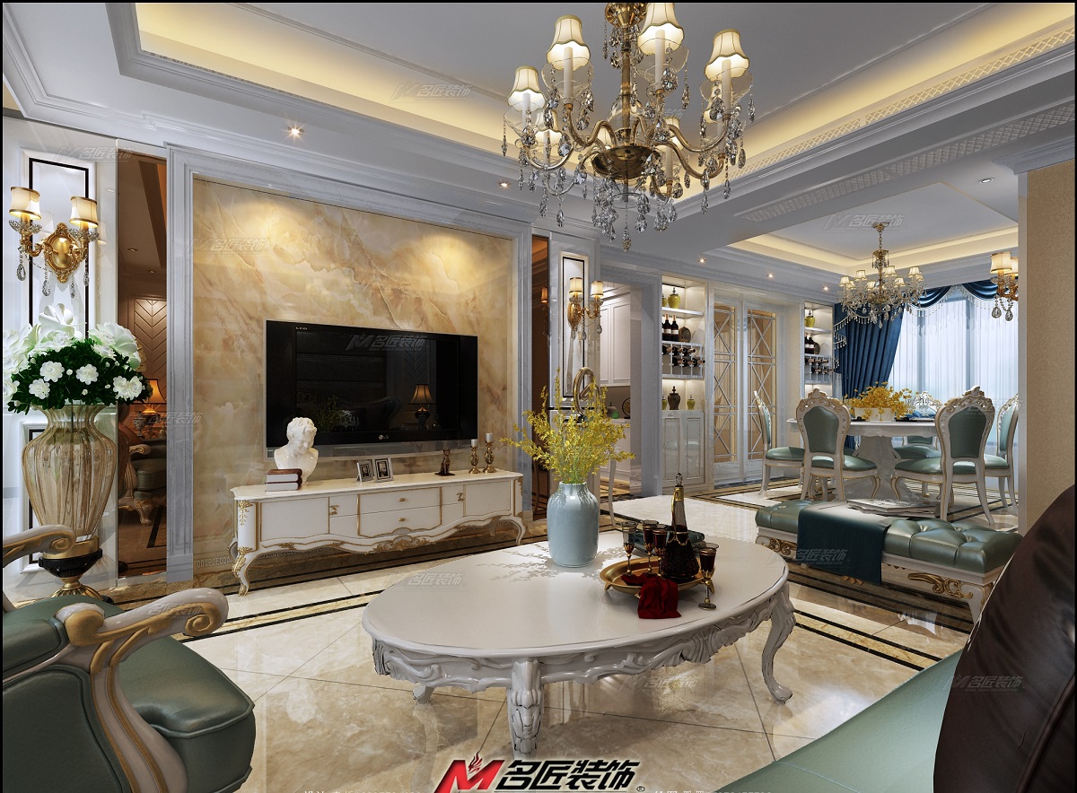 簡歐風(fēng)格室內(nèi)裝修設(shè)計效果圖-碧桂園嶺南盛世四居180平米-室內(nèi)裝修設(shè)計客廳 簡歐風(fēng)格室內(nèi)裝修設(shè)計效果圖-碧桂園嶺南盛世四居180平米-室內(nèi)裝修設(shè)計客廳