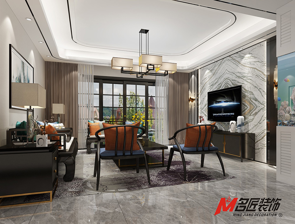 裝修公司新中式風格室內(nèi)裝修效果圖-客廳 裝修公司新中式風格室內(nèi)裝修效果圖-客廳