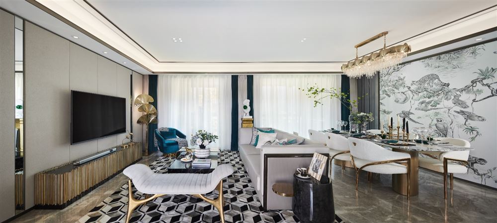 自貢市大佛街社區(qū)新中式風(fēng)格四居室裝修案例