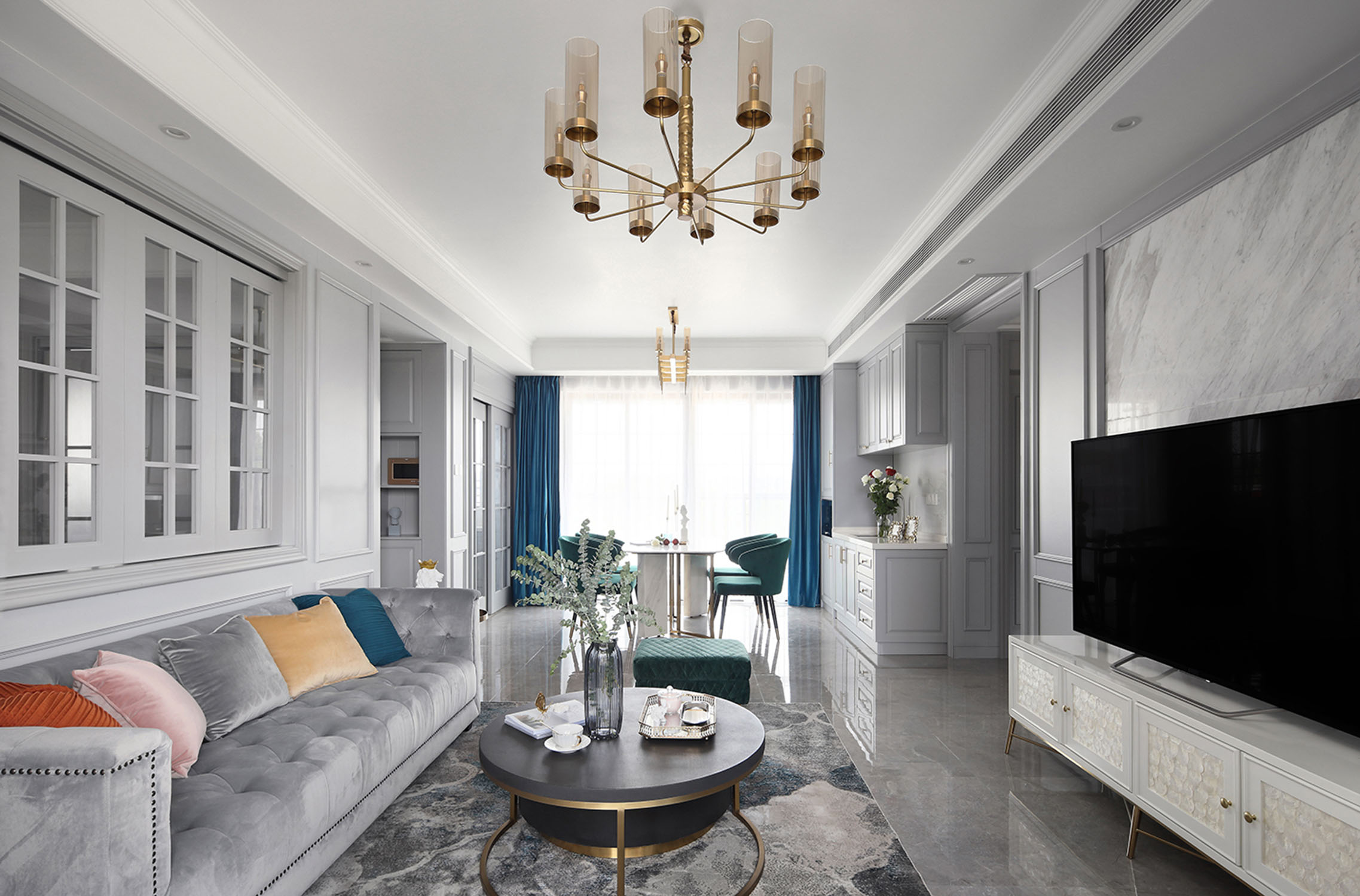 美式簡約風(fēng)格室內(nèi)家裝案例效果圖-客廳 美式簡約風(fēng)格室內(nèi)家裝案例效果圖-客廳