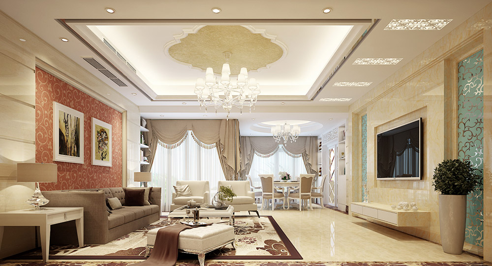輕奢風(fēng)格室內(nèi)裝修效果圖-海畔花園四居210平米-客廳 輕奢風(fēng)格室內(nèi)裝修效果圖-海畔花園四居210平米-客廳